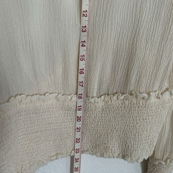 Louis Feraud Vintage Cream Ivory Silk Blouse Womens Button VNeck Ruched  Sz 12 - Picture 9 of 11